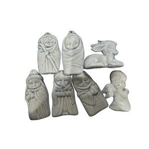 Nativity Ceramic Angel Sheperd baby Jesus Christmas Ornaments Set / 7